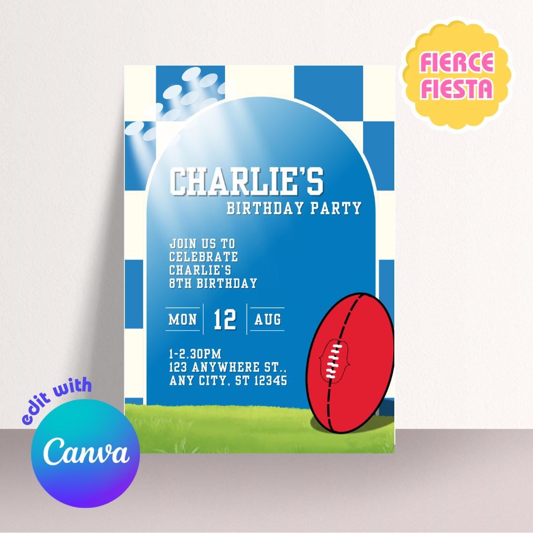 AFL Football Birthday Invitations – Digital Template
