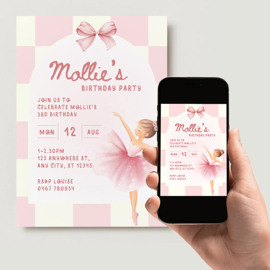 Personalised Ballet Birthday Invitations - Digital
