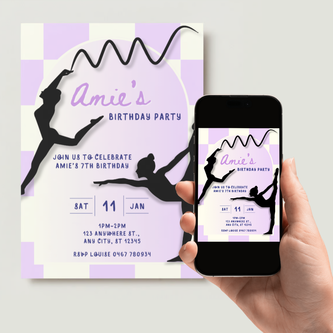 Personalised Gymnastics Birthday Invitations - Digital