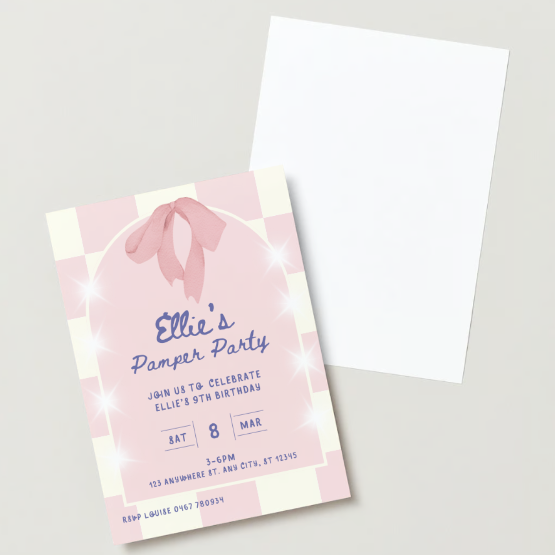 Personalised Pamper Party Birthday Invitations - Printed