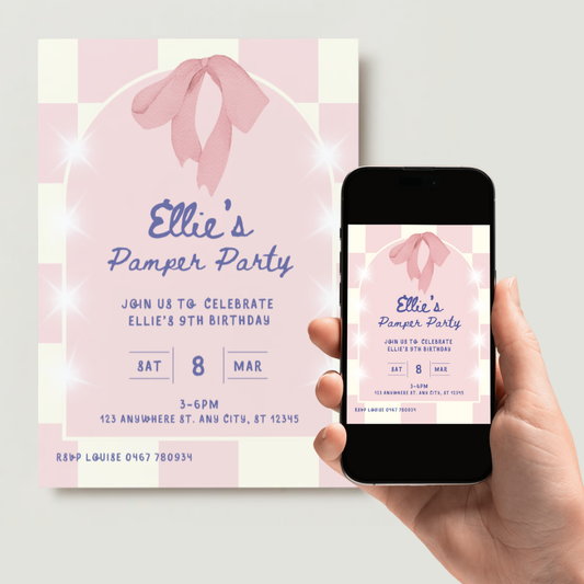Personalised Pamper Party Birthday Invitations - Digital