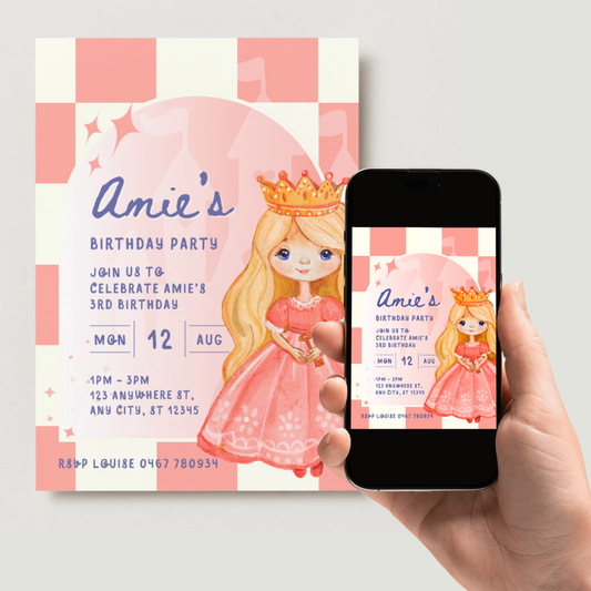 Personalised Princess Birthday Invitations - Digital