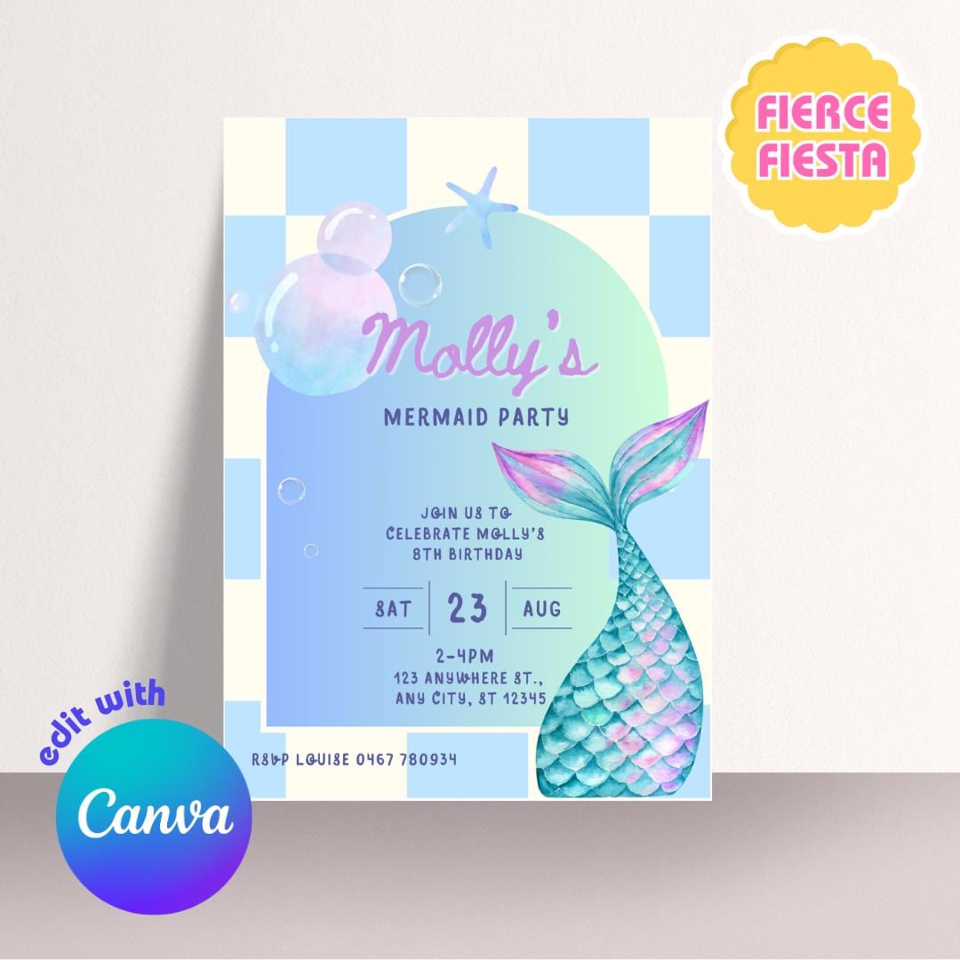 Mermaid Birthday Invitations – Digital Template