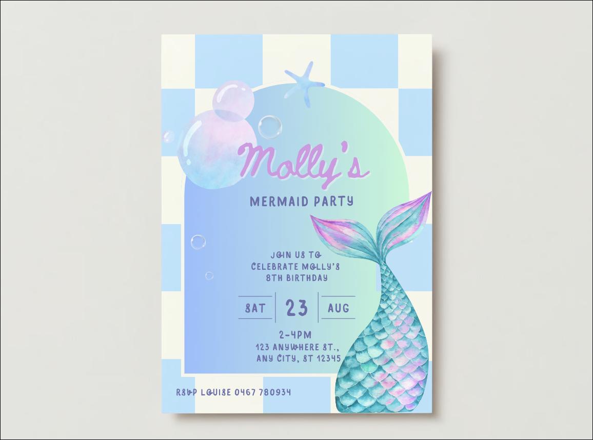 Mermaid Birthday Invitations – Digital Template