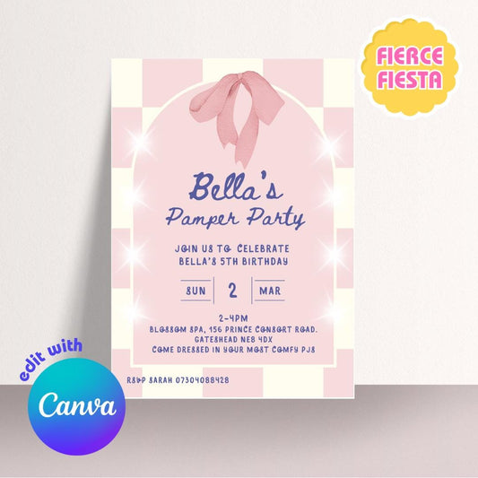 Pamper Party Birthday Invitations – Digital Template