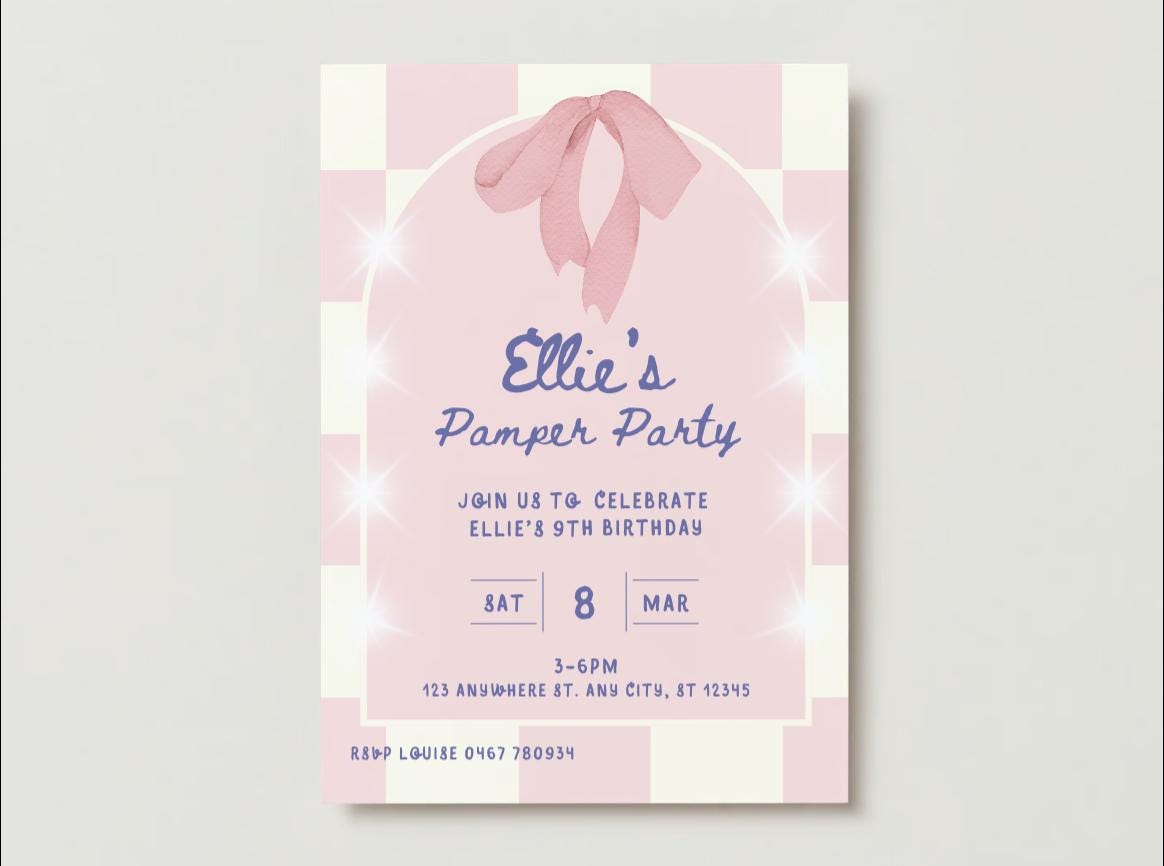 Pamper Party Birthday Invitations – Digital Template