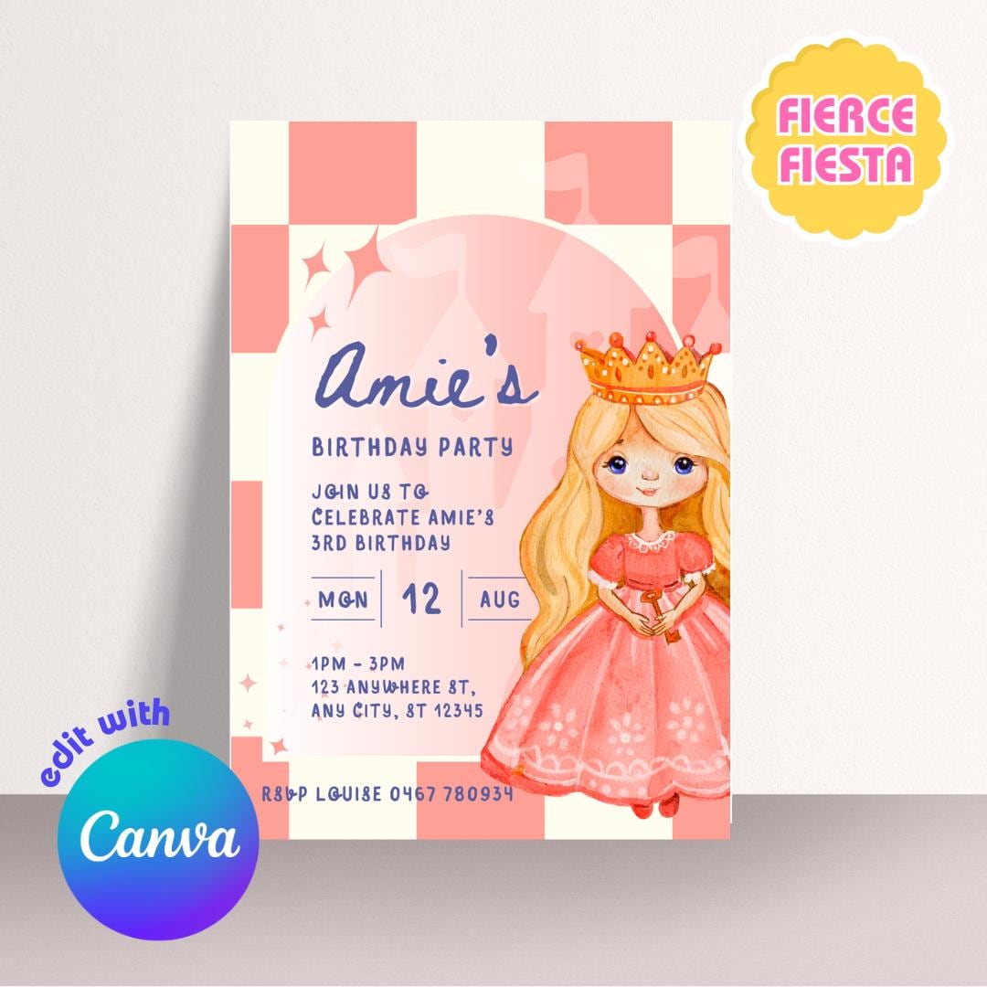 Pretty Princess Birthday Invitations β Digital Template