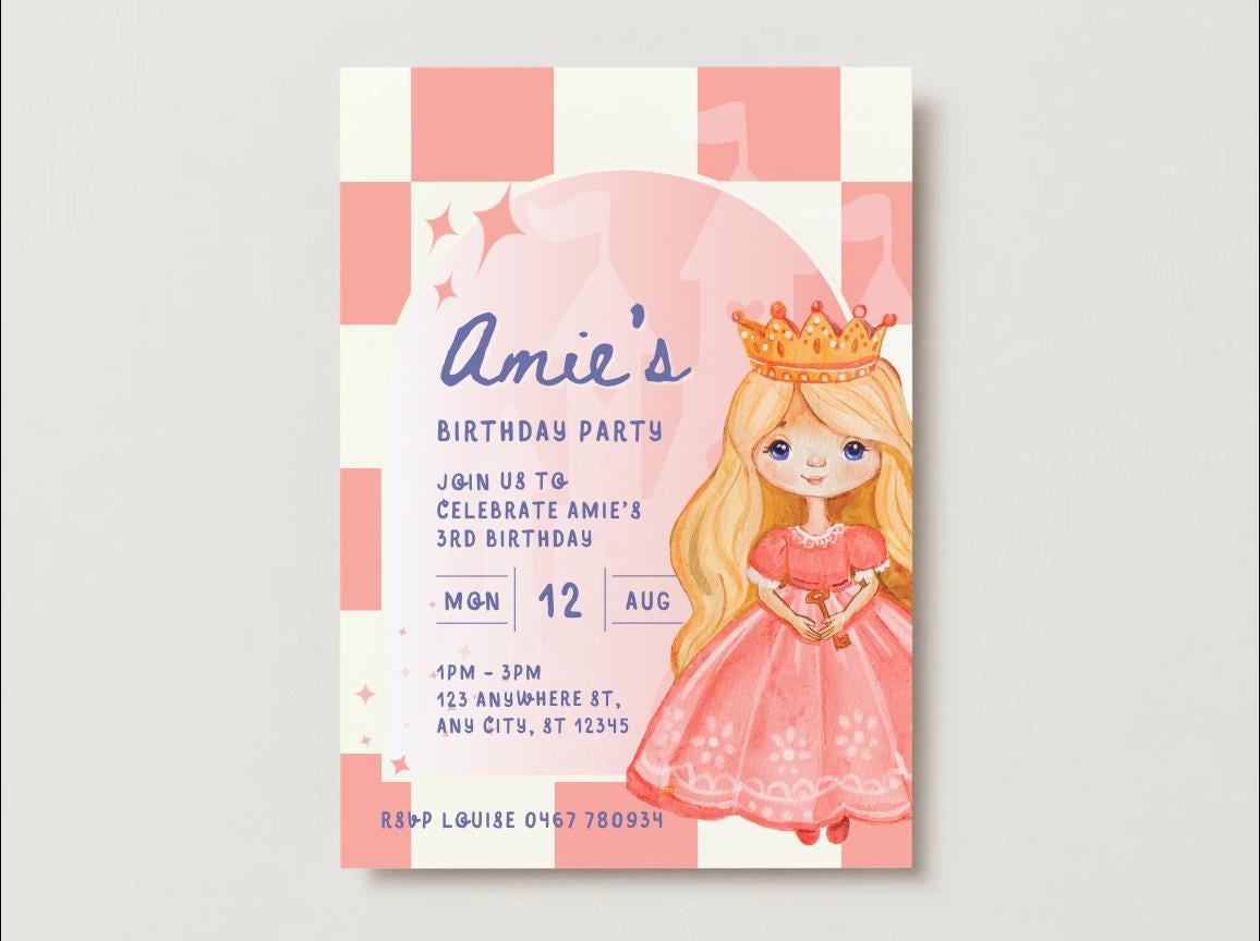 Pretty Princess Birthday Invitations – Digital Template