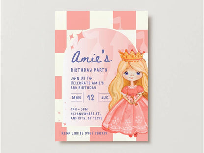 Pretty Princess Birthday Invitations – Digital Template
