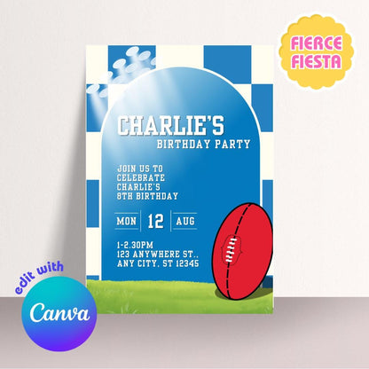 AFL Football Birthday Invitations – Digital Template