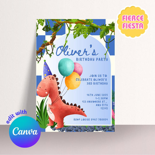 Dinosaur Birthday Invitations – Digital Download