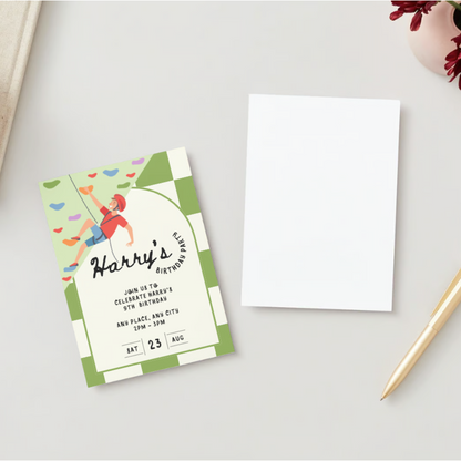 Personalised Climbing Wall Birthday Invitations - Printed