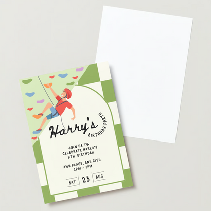 Personalised Climbing Wall Birthday Invitations - Printed
