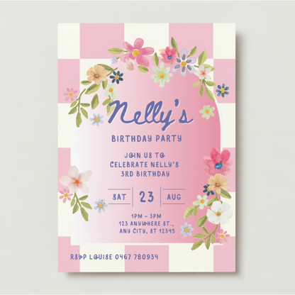 Personalised Flower Birthday Invitations - Printed