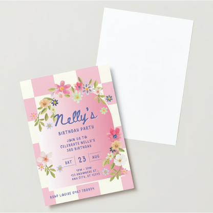 Personalised Flower Birthday Invitations - Printed