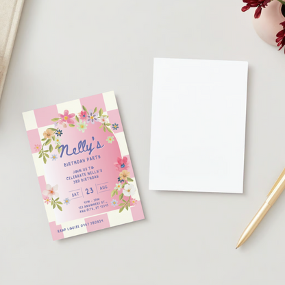 Personalised Flower Birthday Invitations - Printed