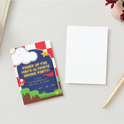Personalised Gaming Birthday Invitations - Printed