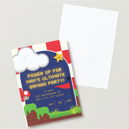 Personalised Gaming Birthday Invitations - Printed