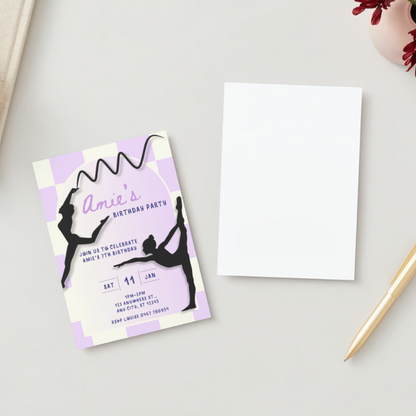 Personalised Gymnastics Birthday Invitations - Printed