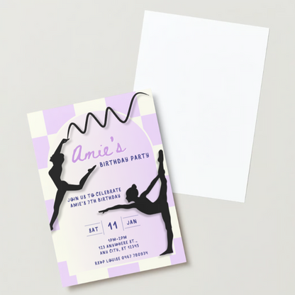 Personalised Gymnastics Birthday Invitations - Printed