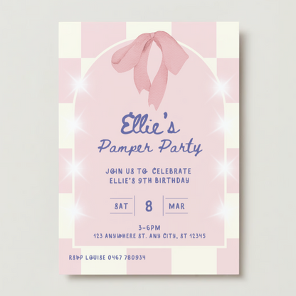 Personalised Pamper Party Birthday Invitations - Printed