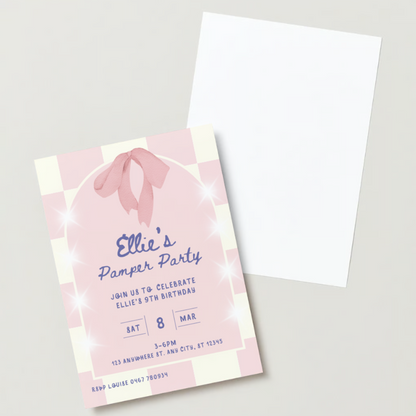 Personalised Pamper Party Birthday Invitations - Printed