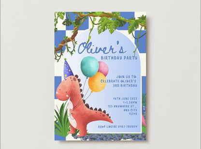 Dinosaur Birthday Invitations – Digital Download