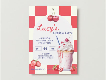 Milkshake Birthday Invitations - Digital Template